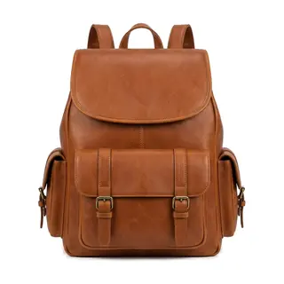 Brown leather backpack