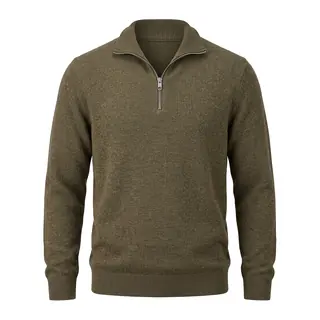 Brown quarter-zip sweater