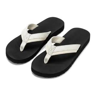 White and black flip flops