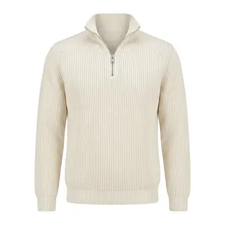 Off-white ribbed zip sweater